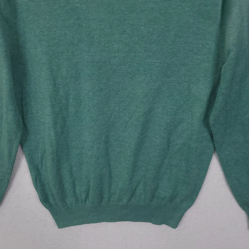 J.Crew Crewneck Sweater Mens Large Green Slim Fit Cotton Knit Pullover Preppy